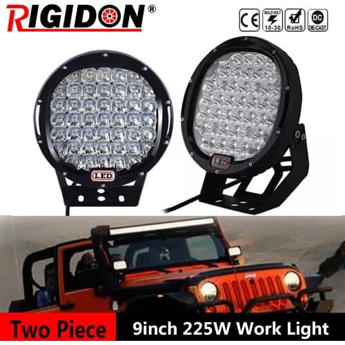RIGIDON 9inch 225W Round LED Work Light Flood Spot Driving Lamp Headlight for Offroad SUV / ATV / Truck / Boat / 4x4 / UTE