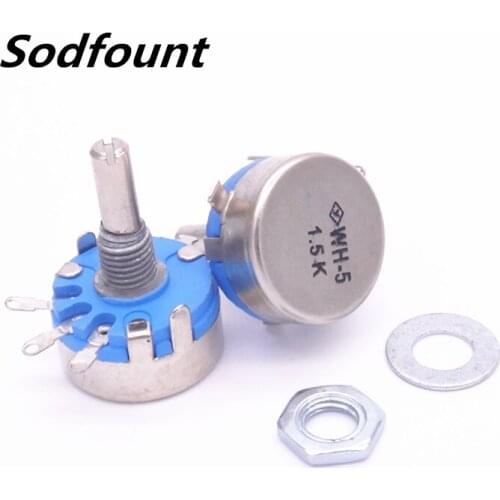 1pcs WH5-1A single-turn carbon film potentiometer 0.25W 1K 4K7 10K 47K 100K 220K adjustable resistance shaft diameter 4mm
