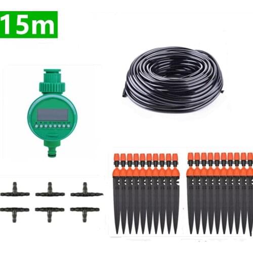 15m Misting Sprinkler Dripper With Water Timer Diy Micro Drip Irrigation Plant Self Watering Garden Water Irrigation Kits Bb08