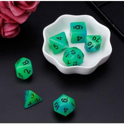 7pcs/set Luminous Polyhedral Sided Dice D4 D6 D8 D10 D12 D20 Set For Dungeons & Dragon D&D RPG Poly Game
