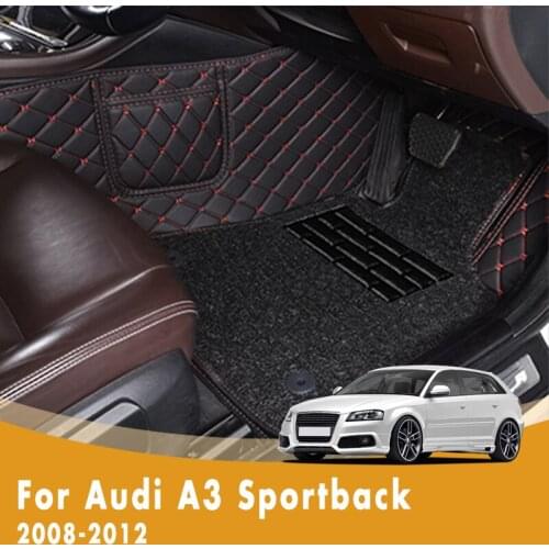 RHD Car Floor Mats For Audi A3 Sportback 2012 2011 2010 2009 2008 Luxury Double Layer Wire Loop Car Accessories Styling Carpets