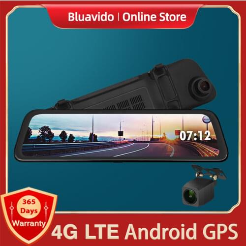 Bluavido 12" Touch Car Mirror DVR 4G Android 8.1 Dash Camera 2G RAM 32G ROM FHD 1080P Car Video Recorder ADAS Parking Monitoring