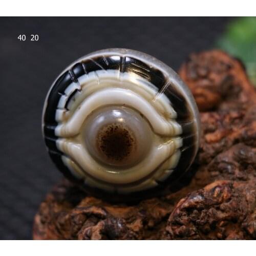 Big Treasure Timestown UPD21267A1 Ultra Energy Tibetan Colorful Agate Yin Yang Bagua Heaven Eye dZi Bead Carving A