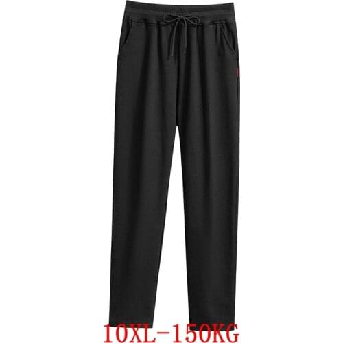 Large size womens pants pocket plus size 7XL 8XL 9XL 10XL summer high waist loose black large stretch trousers sports 52 54 56