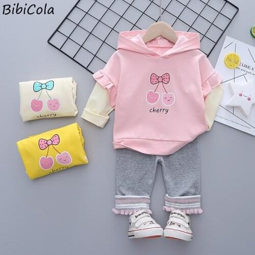 Kids Girls Clothing Spring New Cartoon Hooded Sweater Pants Sportswear Girls Fashionable Lace Pants Children clthoes Suit