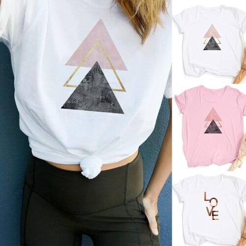 Women Geometry T Shirts 90s Graphic T-shirt Harajuku Summer Tops Tees Short Sleeve Animal Casual Vintage Female Camisetas Mujer