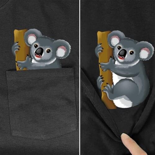 CLOOCL Cotton TShirt Pocket Cute Australian Koala 3D Printed Shirt Harajuku Casual Short Sleeve Black Cotton Tops Drop Shipping