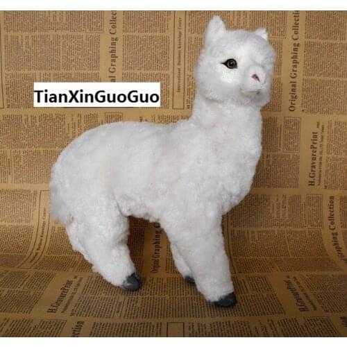 Simulation white alpaca large 23x10x24cm model,polyethylene& fur handicraft toy home decoration Xmas gift b3734