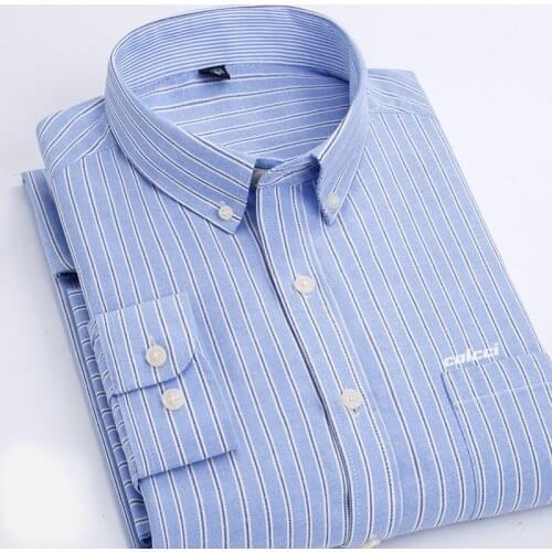 2020 REserved aramy Autumn New Arrival Colcci Men Shirt Striped Oxford Shirt Cotton Casual plai Oxford Wash and Wear