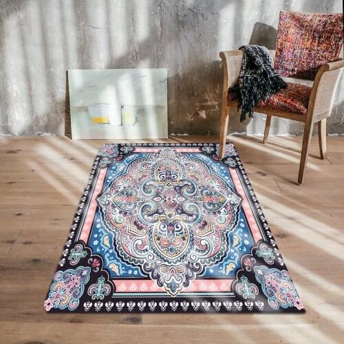 Persian Style Living Room Carpet and Rug Geometric Flower Print Home Decor Tapete Bathroom Kitchen Hallway Anti-Slip Floor Mat