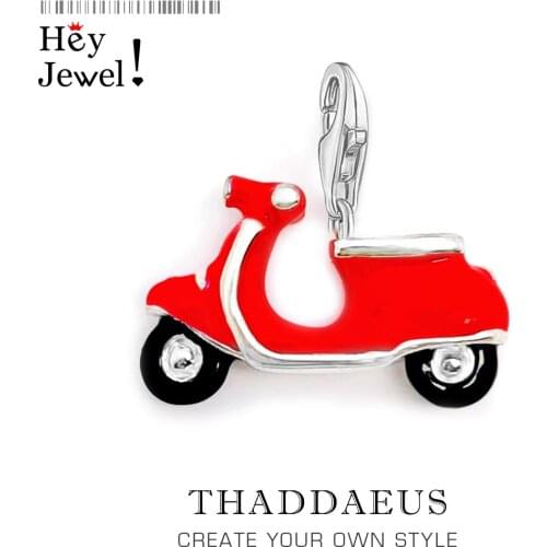 Pendant Red Scooter,2019 Brand New Fashion Jewelry Europe Style Bijoux Trendy 925 Sterling Silver Italian Gift For Woman Men
