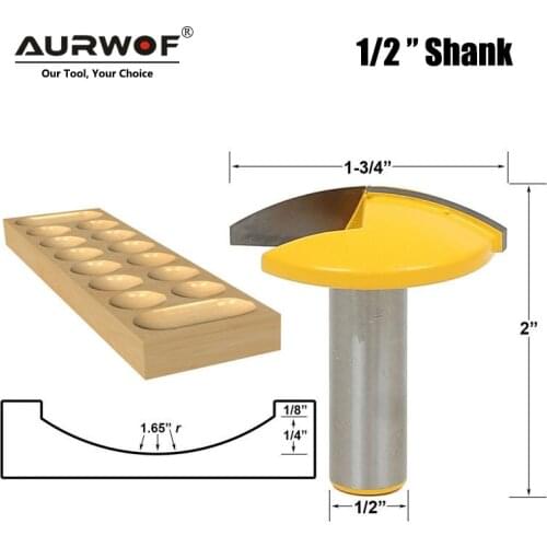 LAVIE 1pc 12mm 1/2" Shank 1-3/4" Wide Small Bowl Router Bit 1.65" Radius Concave Radius Milling Cutters Wood Work Crown MC03037