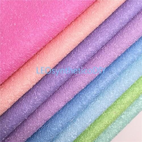 LEOsyntheticoDIY Neon Chunky Glitter Vinyl Fabric Sheet Felt Backing Synthetic Leather Faux Vinil DIY A4 SIZE R033A