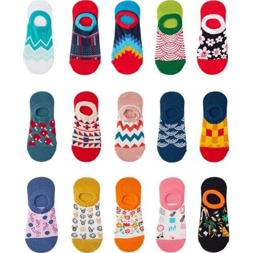 Summer Non-Slip Cotton Socks Thin Shallow Mouth Fashion Harajuku Fruit Animal Cotton Female Ankle Socks Men Women Socks