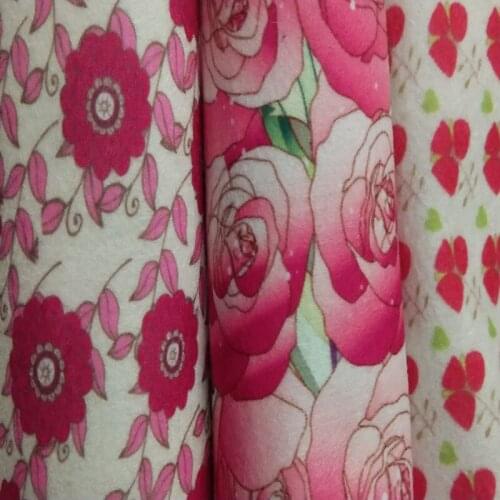 Pretty 3 Designs 15x15cm Soft Blooming Rose Flowers Printed Nonwoven DIY Felt Fabric Cloth DIY Handmade Sewing Home Decoration