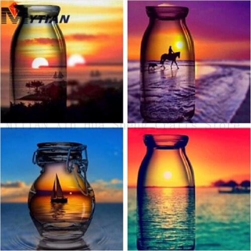 MYTIAN 5d Diy Diamond Embroidery Landscape Cross Stitch Bottle Full Diamond Mosaic Flowers Diamond Painting Rhinestones Decor