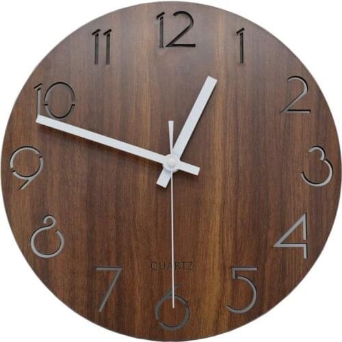 Hot Wall Clock 12 Inch Wooden Silent Non-Ticking Kitchen Wall Clocks With Night Lights For Indoor/Outdoor home decor Living Room