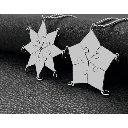 New Girlfriend Friendship Necklace Pendant Student Six Star Puzzle Pendant Gift