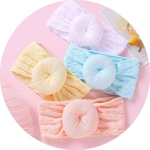 New Cable Knitted Newborn Headband Nylon Headbands For Girls Donut Elastic Hair bands Turban Head Wraps Baby Hair Accessories