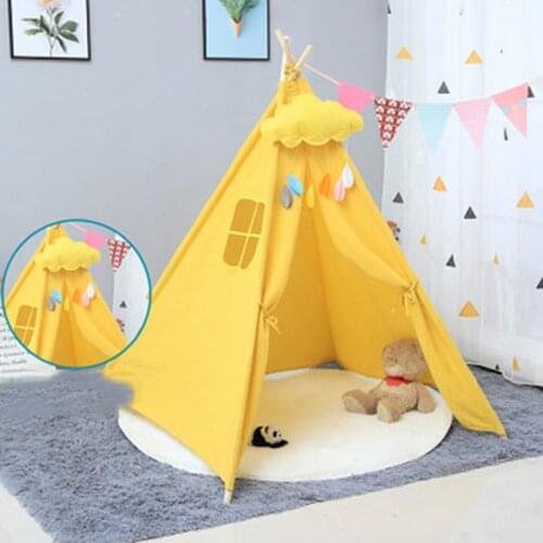 1.35m Large Unbleached Canvas House Tipi Tent Portable Kids Tent Indian Play Tents Childrens Tents Little House Room Decoration