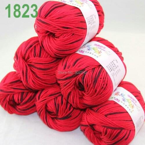Sale Lot of 6 balls x 50g (147y) Cashmere Silk velvet Hand knitting Yarn Red Black 1823