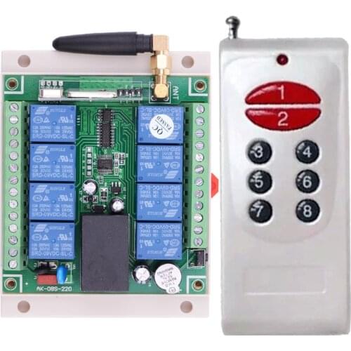 AC 220V 250V 8 Channel Remote Control Switch Wireless Light Switch With 8 Kinds Of Working Long Distance 8 Button Transmitter