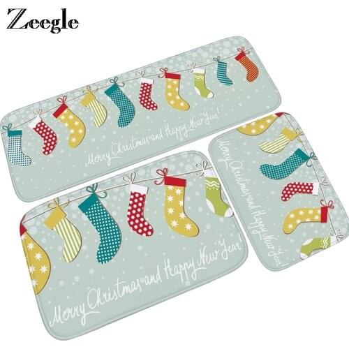 Zeegle Christmas Floor Mat Entrance Door Mat Bathroom Carpet Doormats Decor Non-slip Kitchen Bath Rug Home Decor