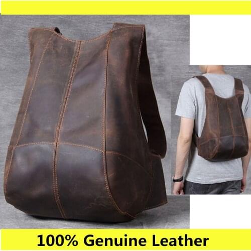 Male Backpack Woman Genuine Leather Shoulder Anti-theft Bag Retro Casual Mini Backpack Business Travel Mochila Escolar Gifts