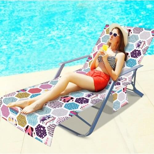 Beach Chair Cover Holiday Garden Swimming Pool Lounger Chairs Cover With Storage Pocket Summer Element Seaside Beach Towel