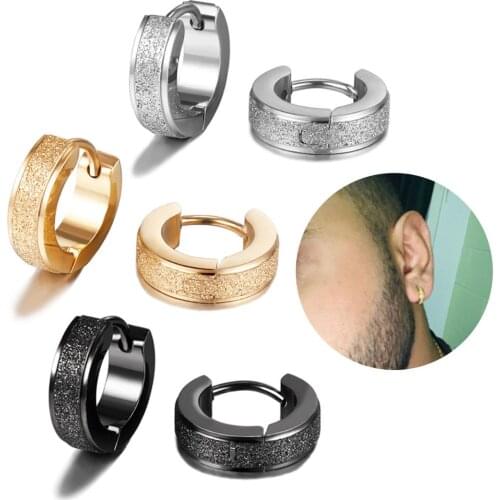 1 pc Cute Hoop Earrings 316L Stainless Steel Circle Huggie Ear Hoops for Women Men Matte Ear Ring Ear Bone Buckle Clip Earrings