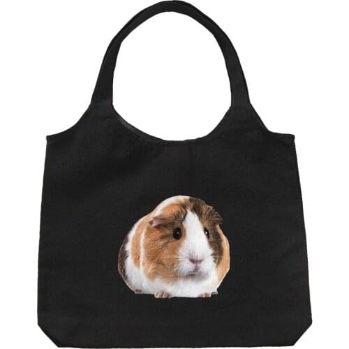 Animals Shopping Bag Cotton Guinea Pig Print Canvas Totes Fashion Simlple Women Girls Casual Pacakge New Tote Cute Harajuku Life
