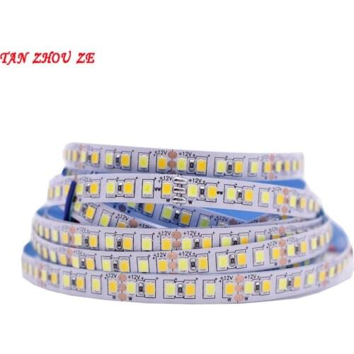 5M Dual Color CRI>80 SMD2835 CCT Dimmable LED Strip Light 12V 24v DC WW CW Color Temperature Adjustable Flexible LED Tape Ribbon