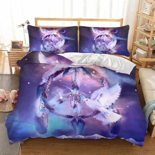 Thumbedding Dreamcatcher Bedding Set Pigeon Fantasy Mysterious Duvet Cover Galaxy King Queen Twin Full Single Double Bed Set