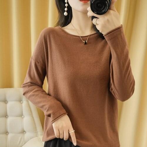 Zocept Pure Cotton Knitted Sweater Womens Casual Loose O-Neck All-Match Bottoming Long-Sleeved Pullovers Spring Autumn