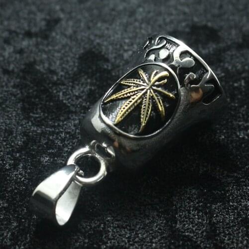 Unisex 316L Stainless Steel Gold Silver Leaf Bell Pendant