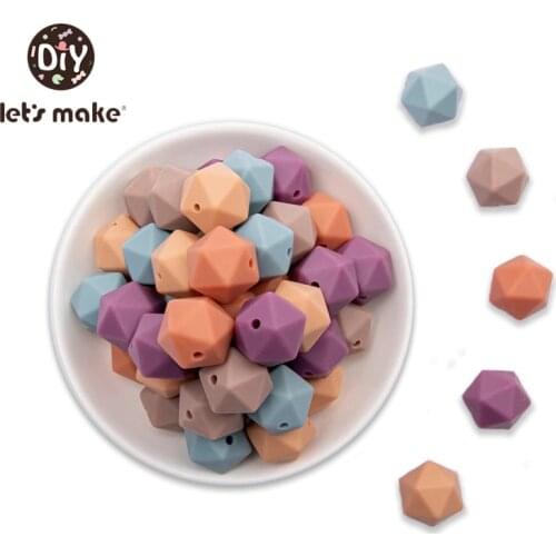 Let’s make 14mm 10Pcs Silicone Octagonal Beads Can Chew DIY Jewelry Pram Toy Nursing Accessories Baby Teether BPA Free