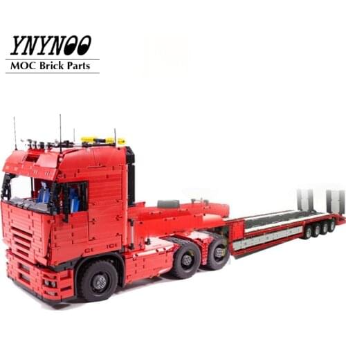 High-Tech Tractor Truck Tower Head MOC-4814 LOWBOY-Trailer Compatible with Lucios Tractor Truck MOC Building Blocks Bricks Toys