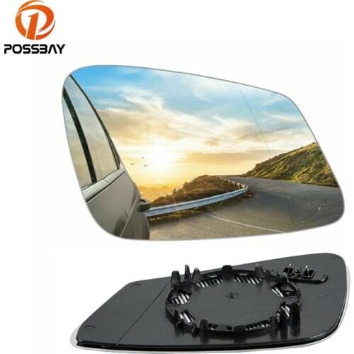 POSSBAY 2Pcs Car Rear View Mirror Lens Blue Heated Side Mirror Rearview Glass 51167251584 51167251583 for BMW E60 F18 F35 F02