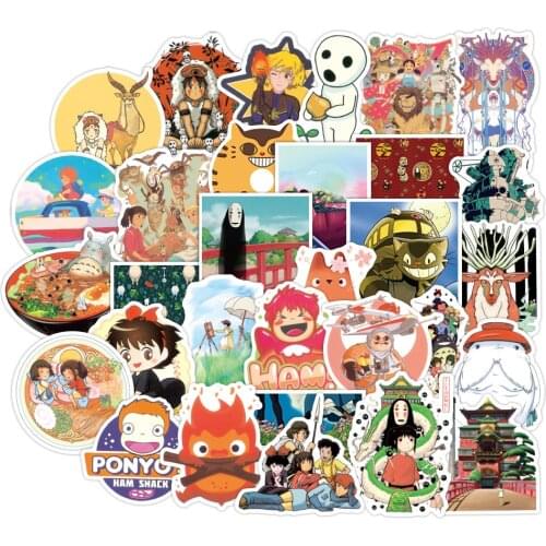 100Pcs Cute Hayao Spirited Away Stickers Anime Home Wall Suitcase Graffiti Sticker laptop Kids Toys 2020