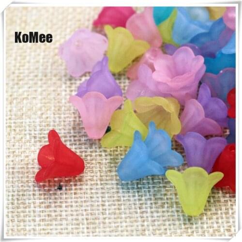 1500pcs/lot Multi Colors Frosted Flower Lily Petals Acrylic Spacer Beads 10x14mm Jewelry Accessories Craft Bracelet DIY Beads