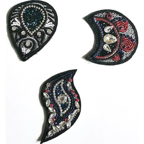 2Pcs Handmade Beaded Patch for Clothing Beading Applique Clothes Shoes Bags Decoration Patch DIY Apparel