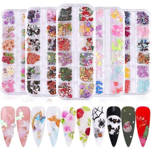2020 New Christmas and New Year Series Water Sticker Flower/Snowman/Butterfly/Crystal Shoes/Landscape/Ghost 3D Nail Sticker