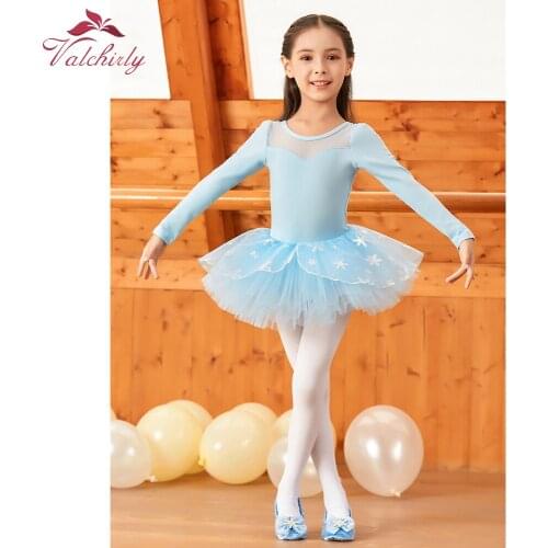 Long Sleeves Girls Ballet Dress Cotton Leotard Dance Wear Costume Kids Ballerina Dress