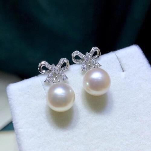 Bow Shape 925 Sterling Silver Earrings Findings Base Mountings Jewelry Parts Accessories for Pearls Beads Agate Jade Crystal