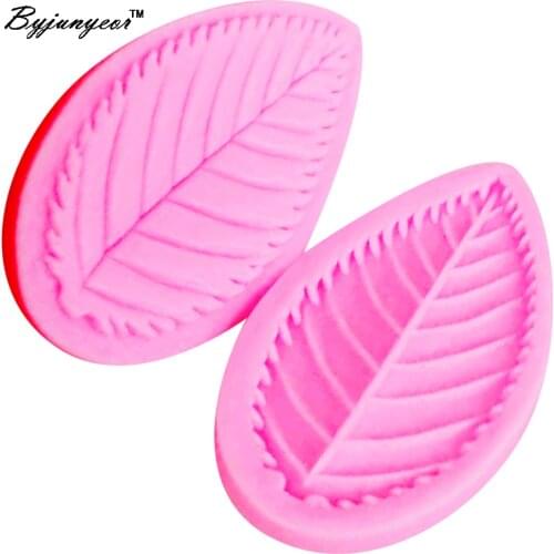 Byjunyeor M454 Rose Leaf Fondant Decorating Tools Flower Making Gum Paste Floral Petal Veiner Clay Silicone Mold Tool