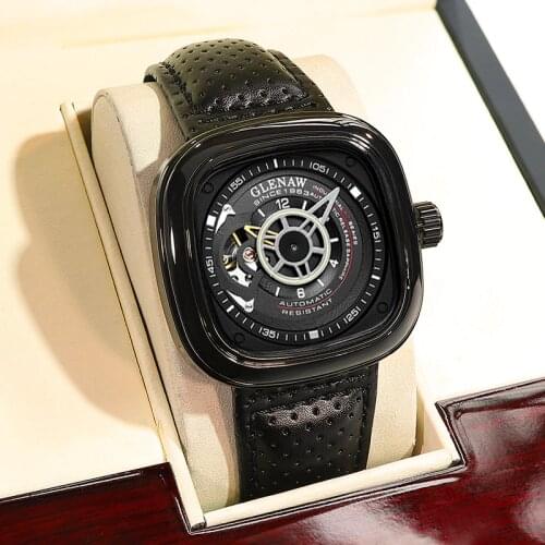 Automatic Mechanical Mens Watch 2021 Top Luxury Brand Montre Homme Fashion Creative Hollow Square Clock Relogio Masculino NEW