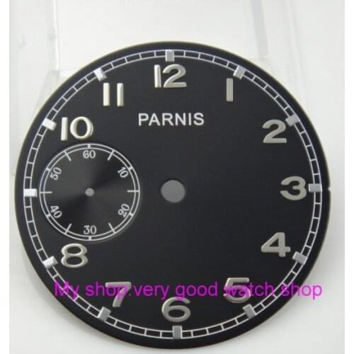 38.9mm black dial fit for 6497-1 /6497-2/st3600 movement watch dial silvery marks 09a