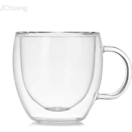 150ML Double Layers Coffee Glass Cup With Handle Heat Insulation Drinking Milk Tea Cup Transparent Drinkware Great Gift