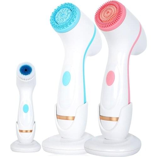 Electric Face Brush Cleansing Face Scrubber Silicone Cleanser Brush Sonic Spin Facial Cleaner Deep Skin Cleaning Massage Tools