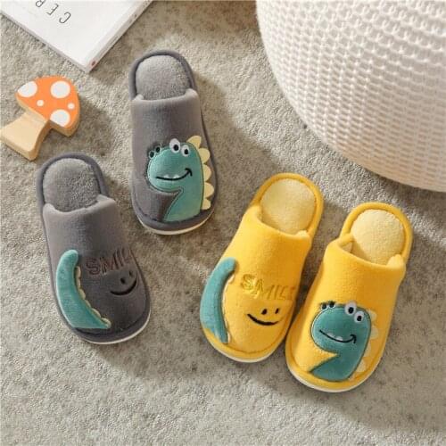 Autumn Winter Cotton Slippers for Boys Girls Indoor Non-slip Childrens Plush Warm Slippers Soft Shoes